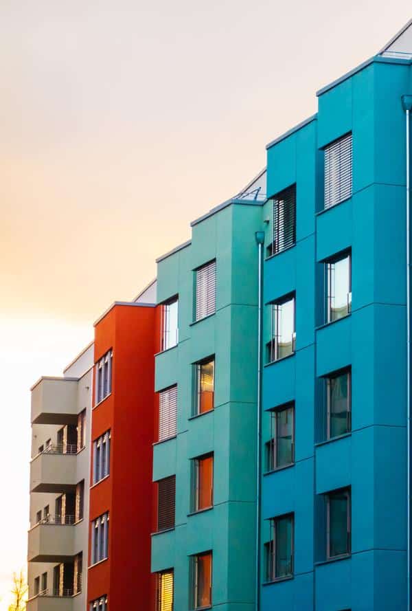 Colourful apartment blocks, fire risk assessment for HMO