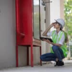 Woman going through a fire risk assessment review